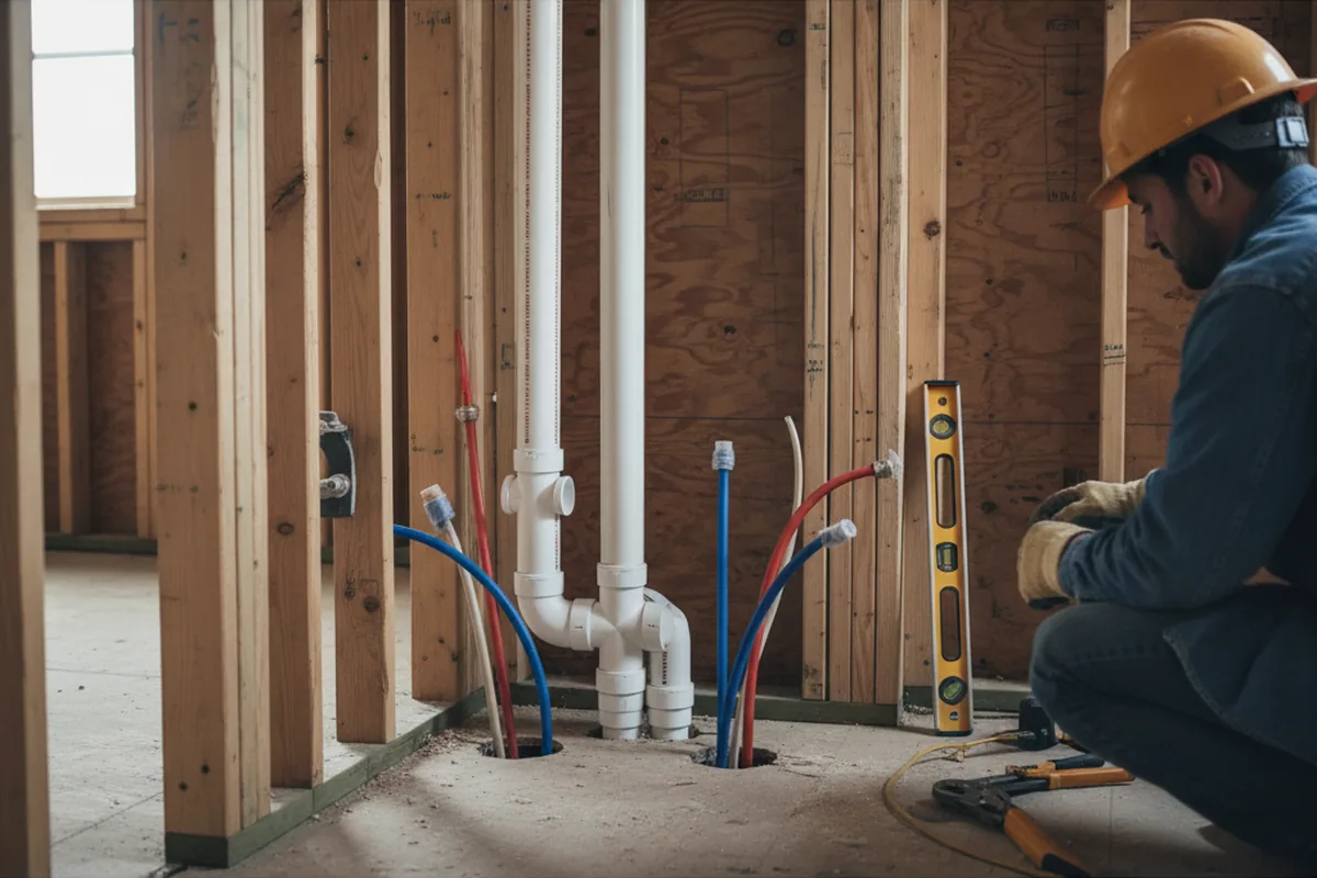 Drain and supply rough-in during Leak Detection in Sloan
