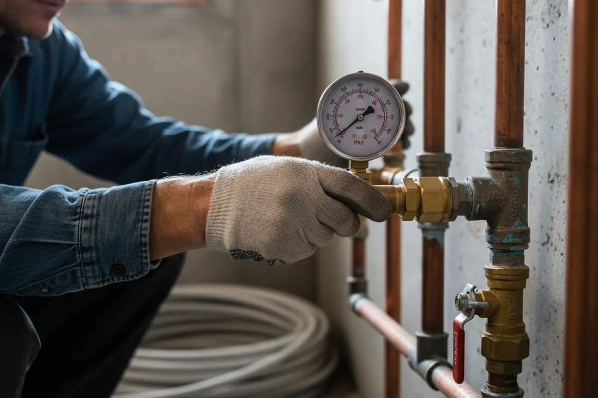 Pressure testing a repaired line during Water Line Repair in Sloan